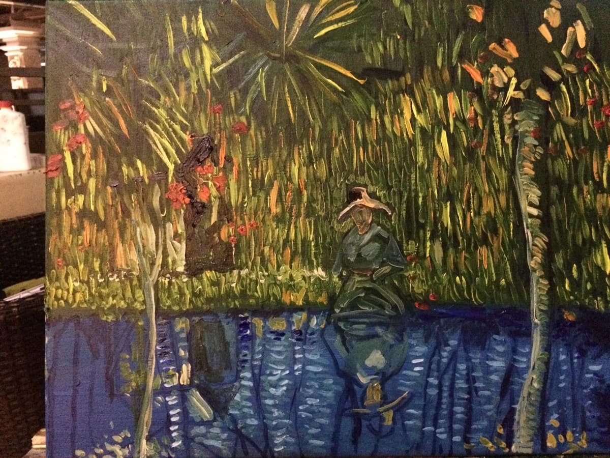 A Woman Walking in a Garden — after Van Gogh